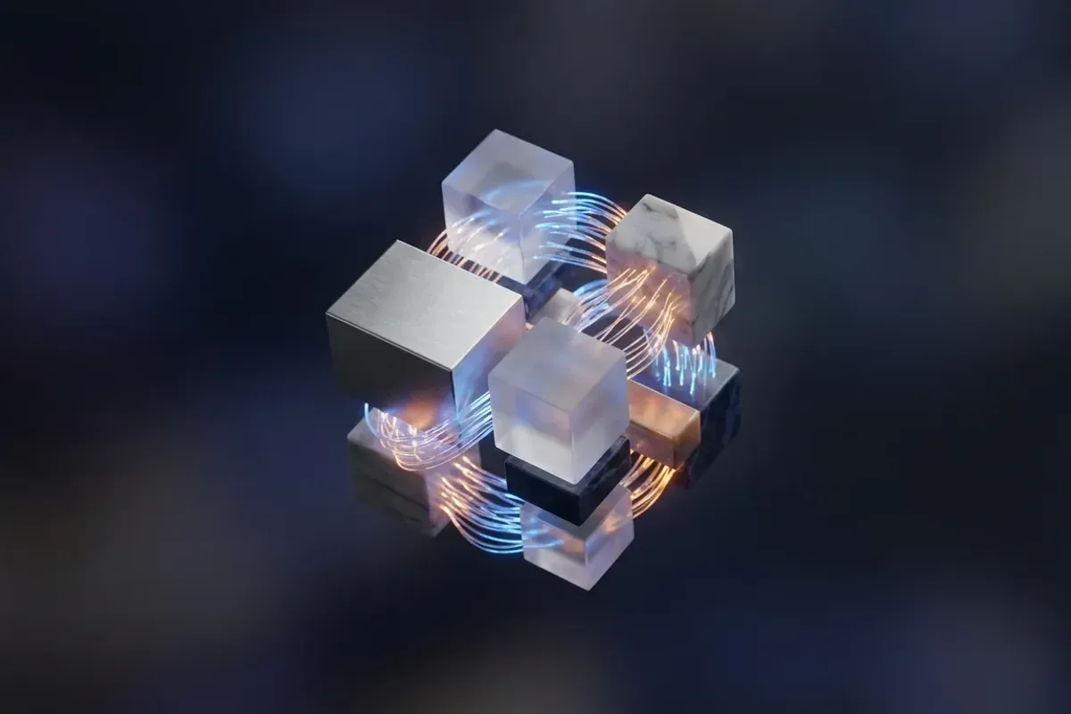 Blocs numériques connectés représentant la blockchain