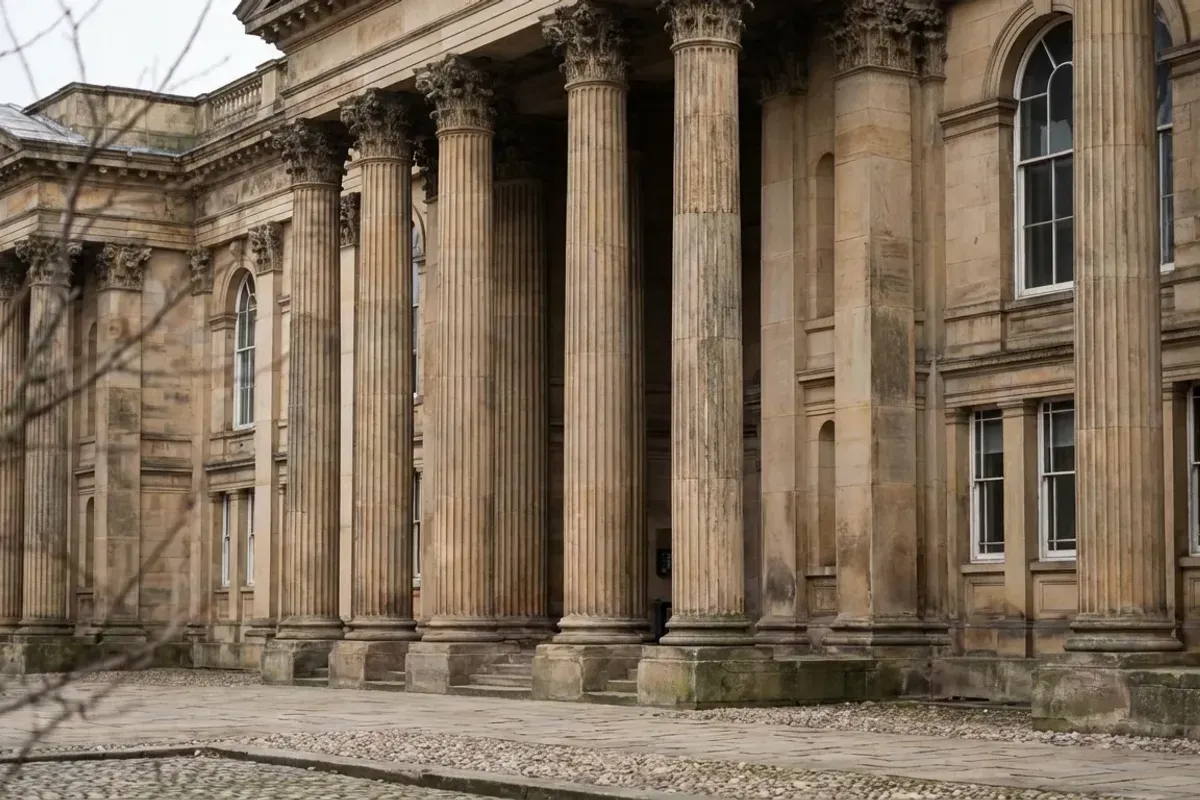 Façade institutionnelle avec colonnes classiques