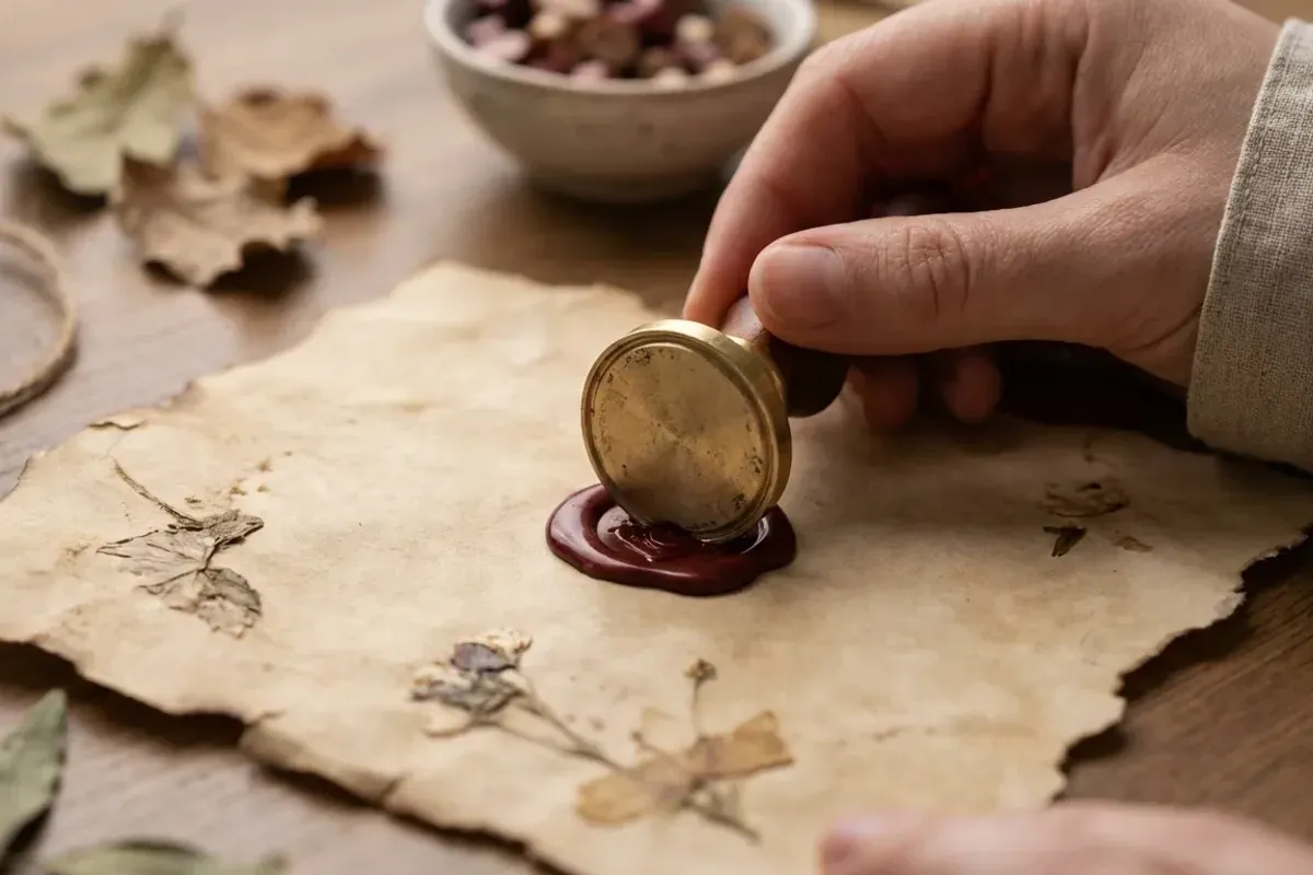 Sceau de cire sur parchemin pour preuve d'antériorité